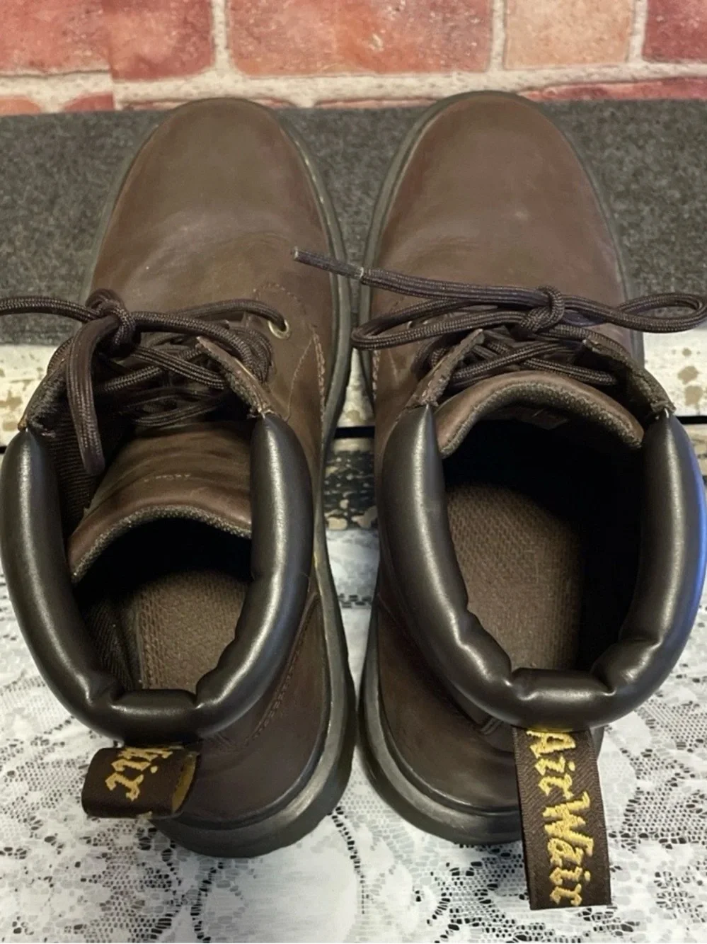 Dr. Martens Cartor AW004 Brown Leather Airwair Combat Boots Men's Size 11